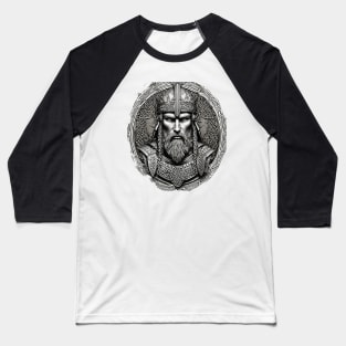 Noble Viking King Warrior with Ornate Celtic Knot Armor in black and grey Baseball T-Shirt